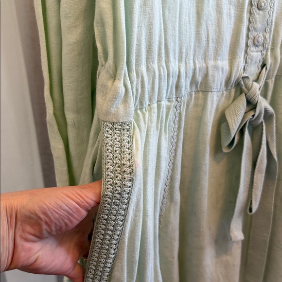 Ulla Johnson Light Green Long Sleeve Linen Dress - Picture 8 of 14